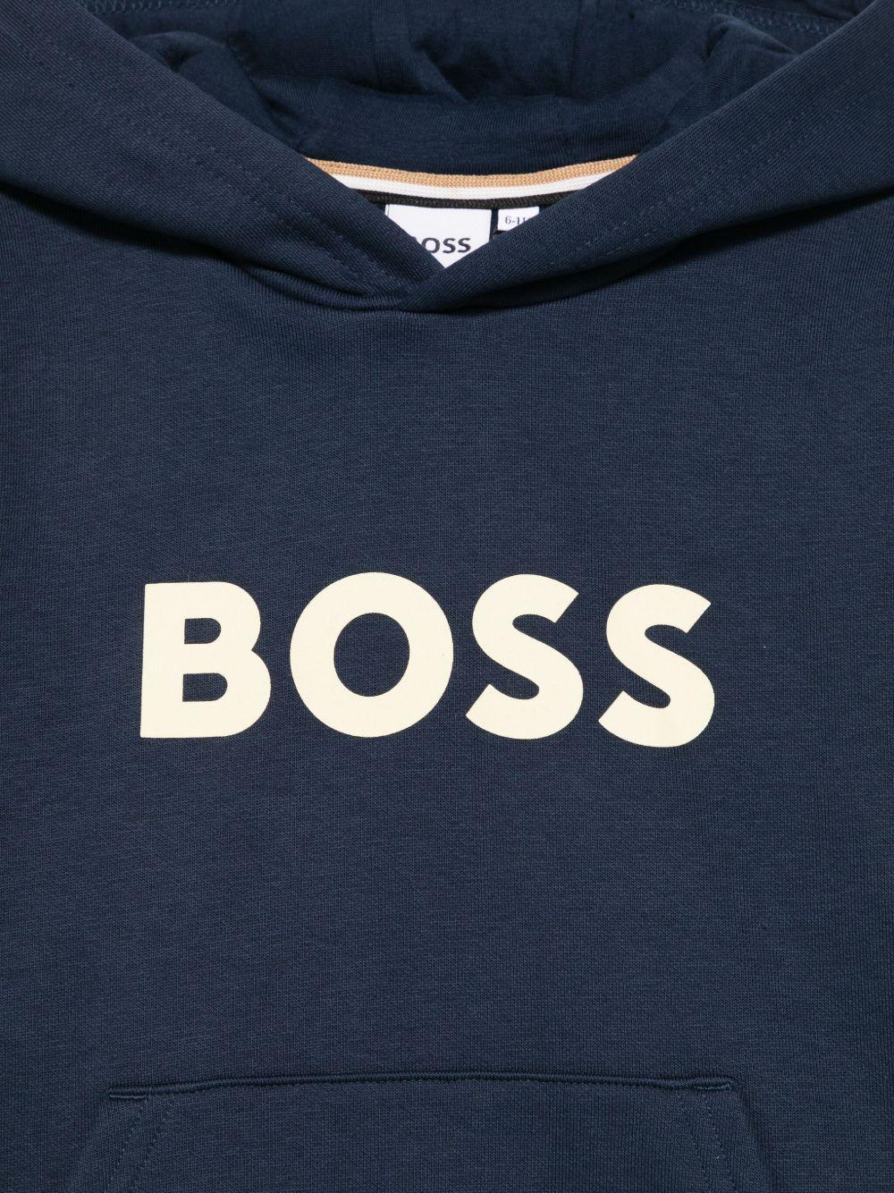 Felpa per bambino Boss Kids blu con logo sul davanti - Image 3