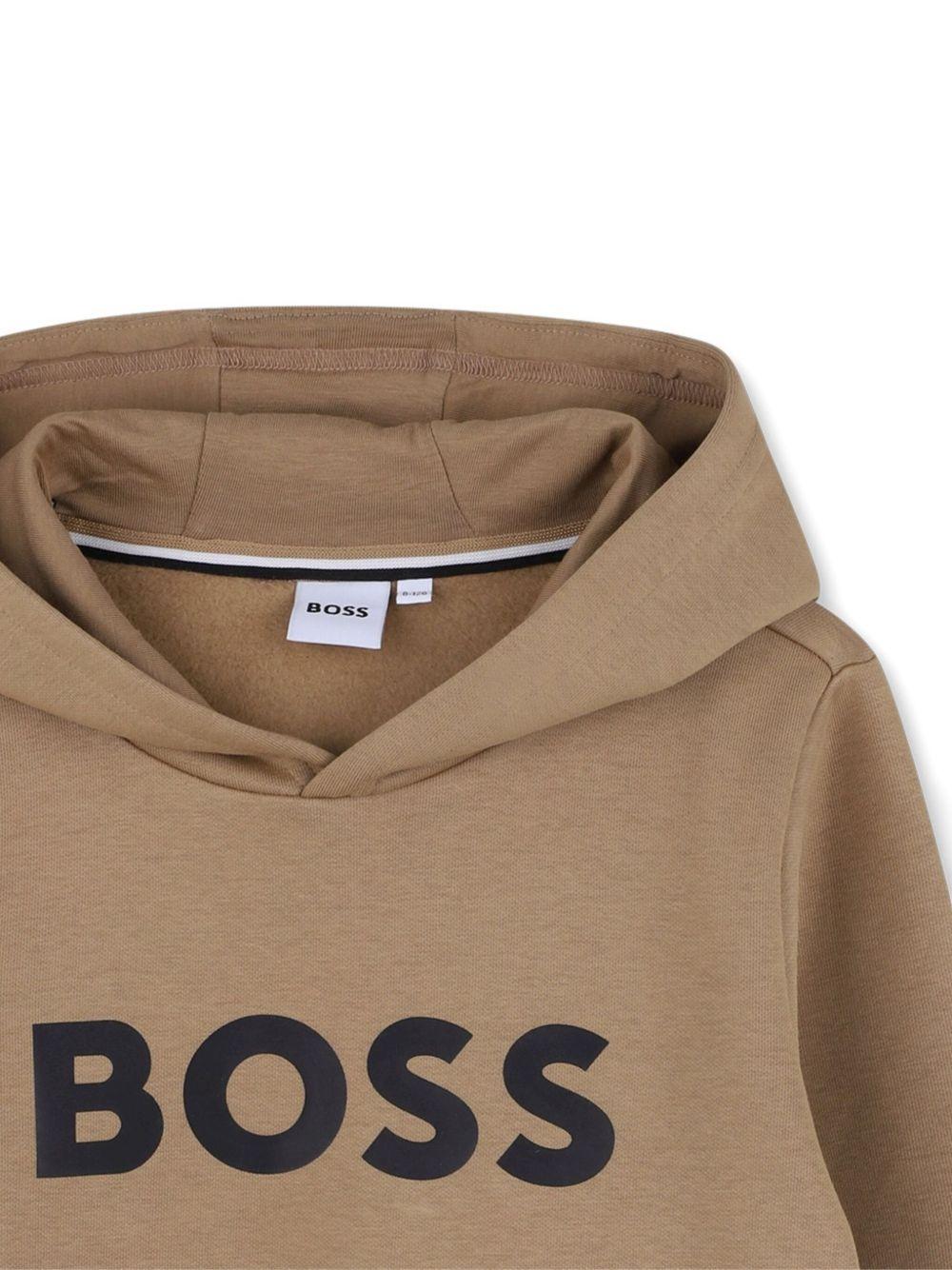 Felpa per bambino Boss Kids marrone con dettaglio logo - Image 3