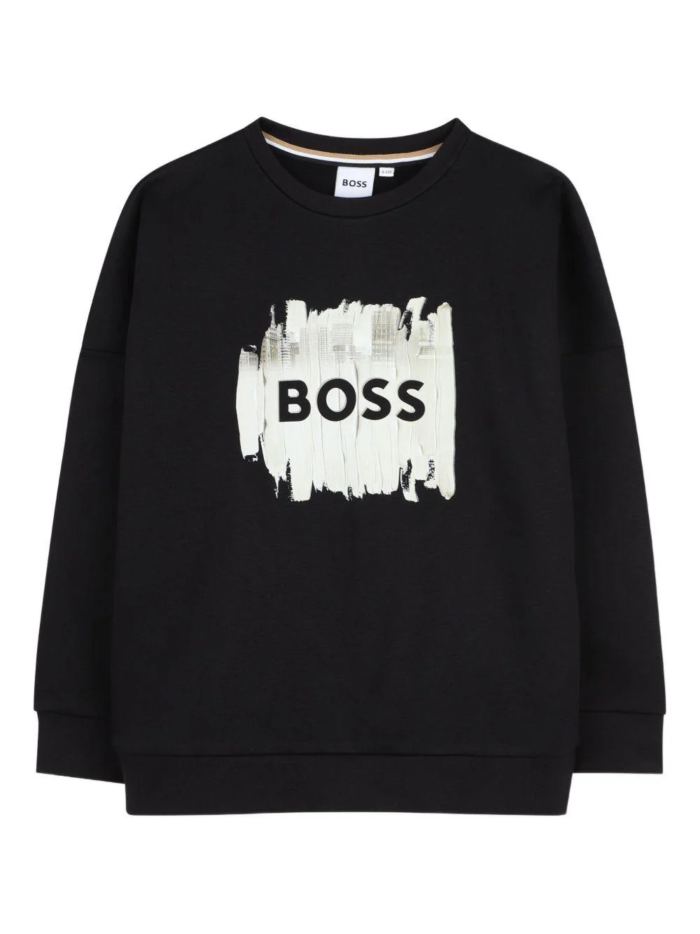 Felpa per bambino Boss Kids nera con stampa con logo