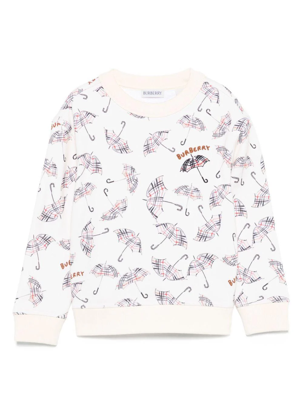 Felpa per bambino Burberry Kids bianco con stampa ombrello