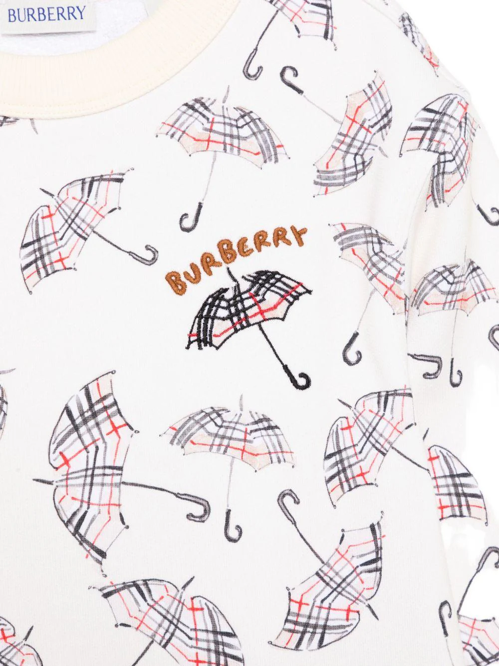 Felpa per bambino Burberry Kids bianco con stampa ombrello - Image 2