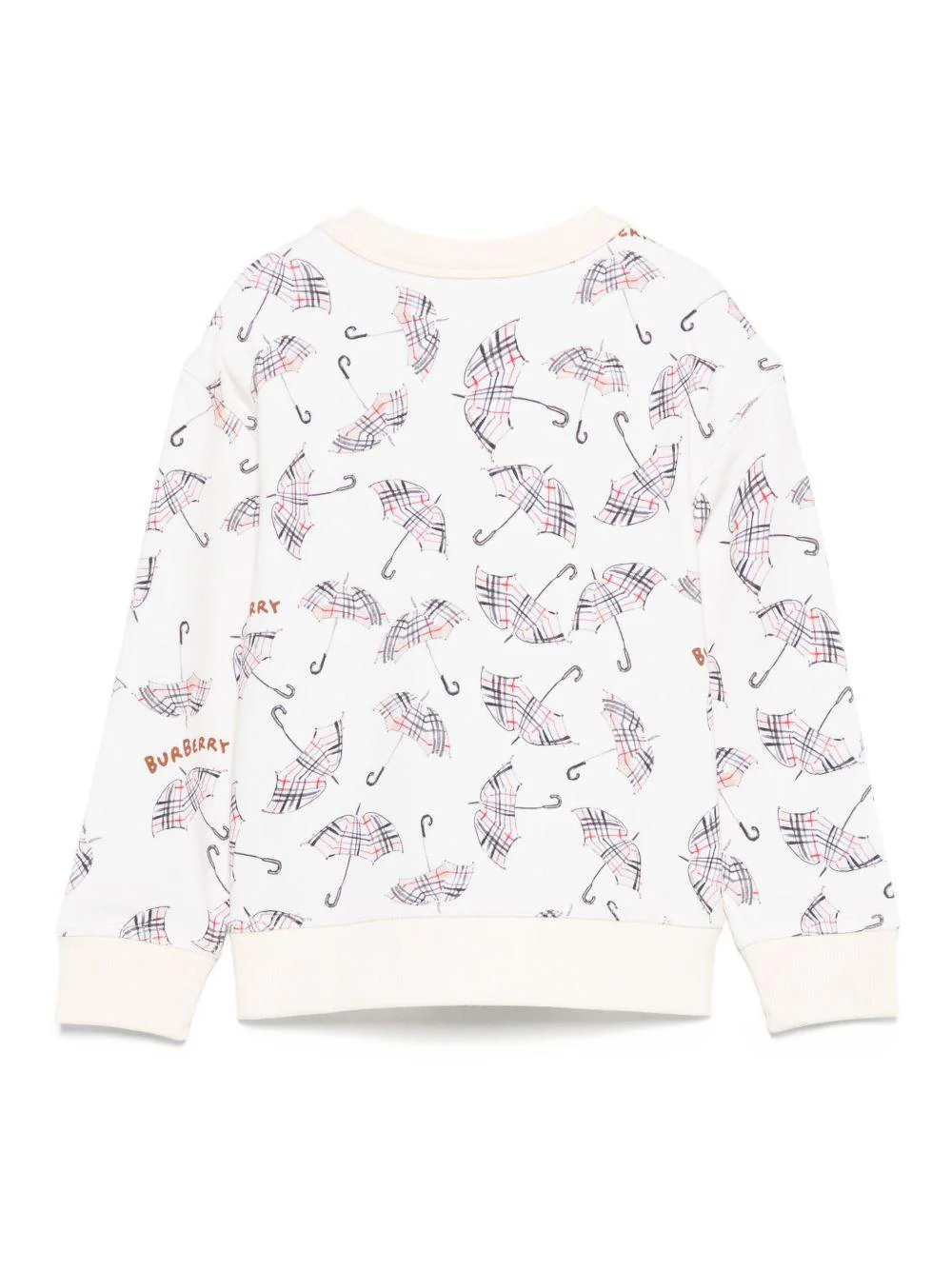 Felpa per bambino Burberry Kids bianco con stampa ombrello - Image 3