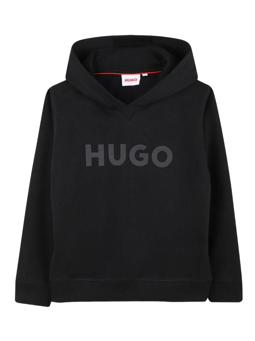 Felpa per bambino Hugo Kids nera con cappuccio e logo