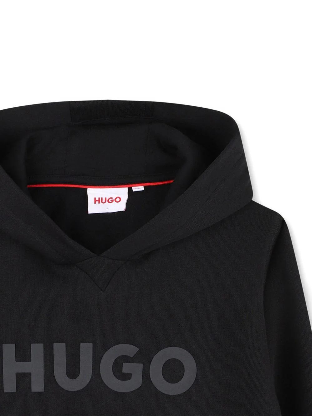 Felpa per bambino Hugo Kids nera con cappuccio e logo - Image 2