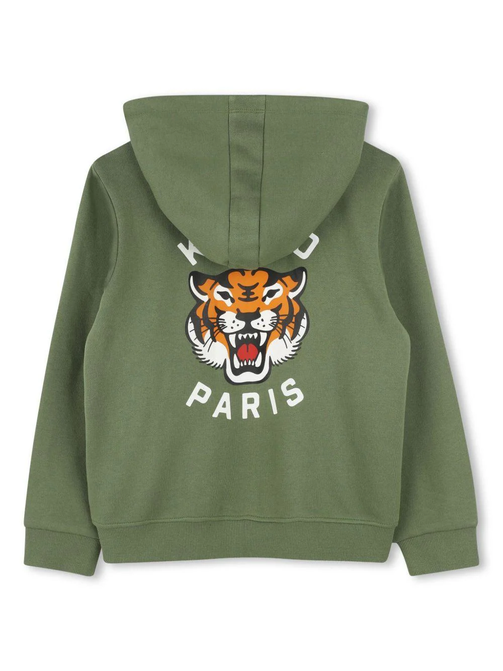 Felpa per bambino Kenzo Kids verde con stampa Tiger, zip e cappuccio - Image 2