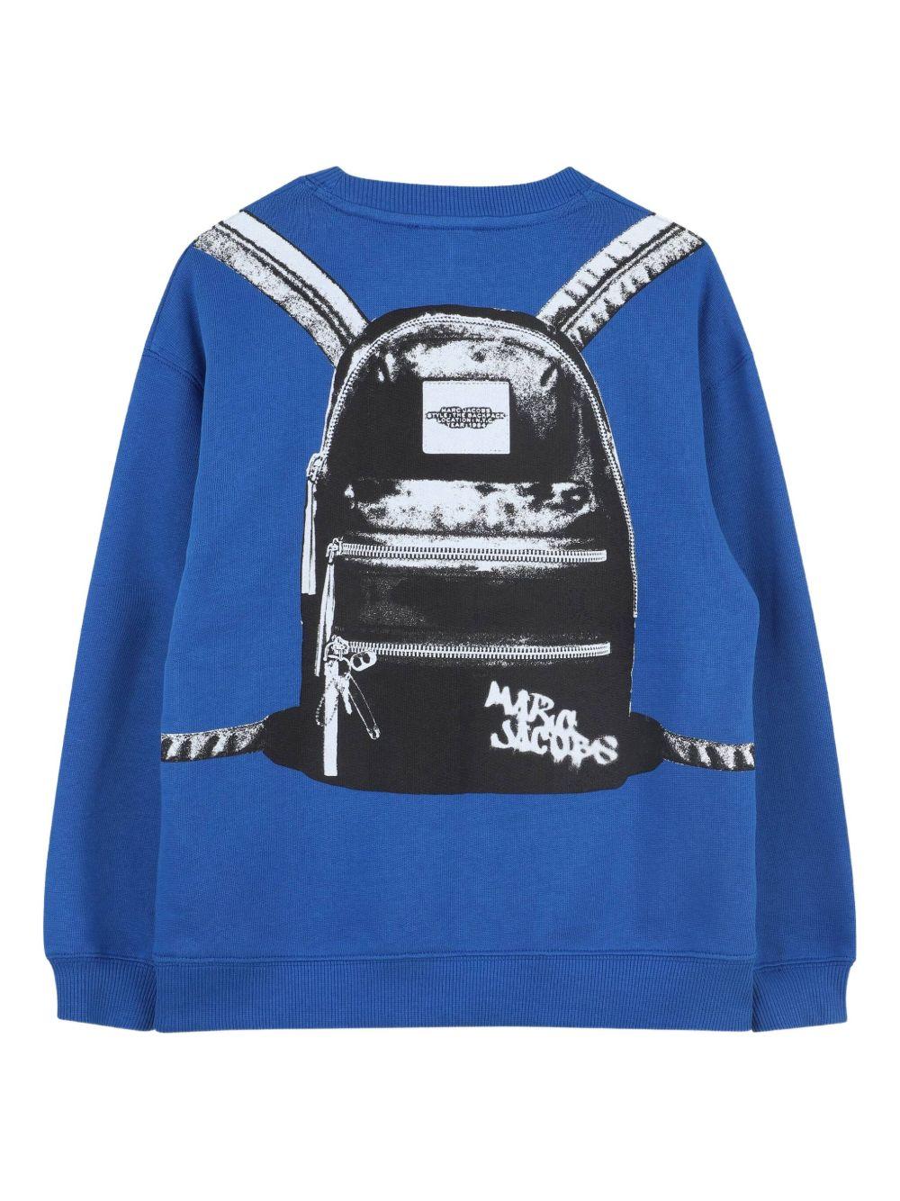 Felpa per bambino Marc Jacobs Kids blu con stampa grafica zaino - Image 2