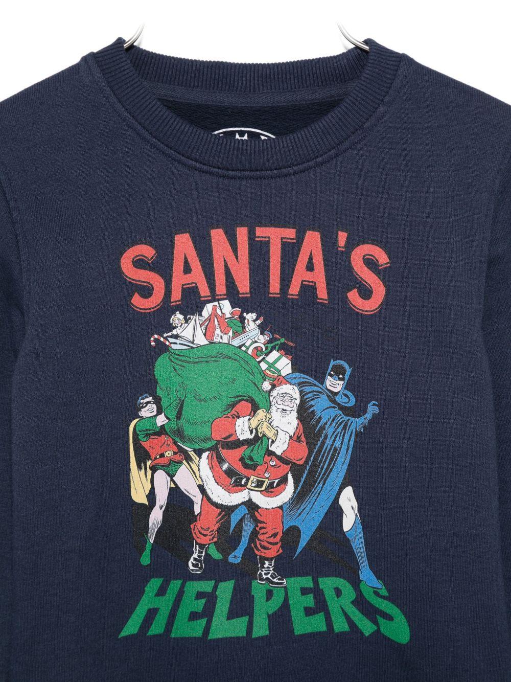 Felpa per bambino MC2 Saint Barth Kids blu con stampa grafica Batman Robin e Babbo Natale - Image 3
