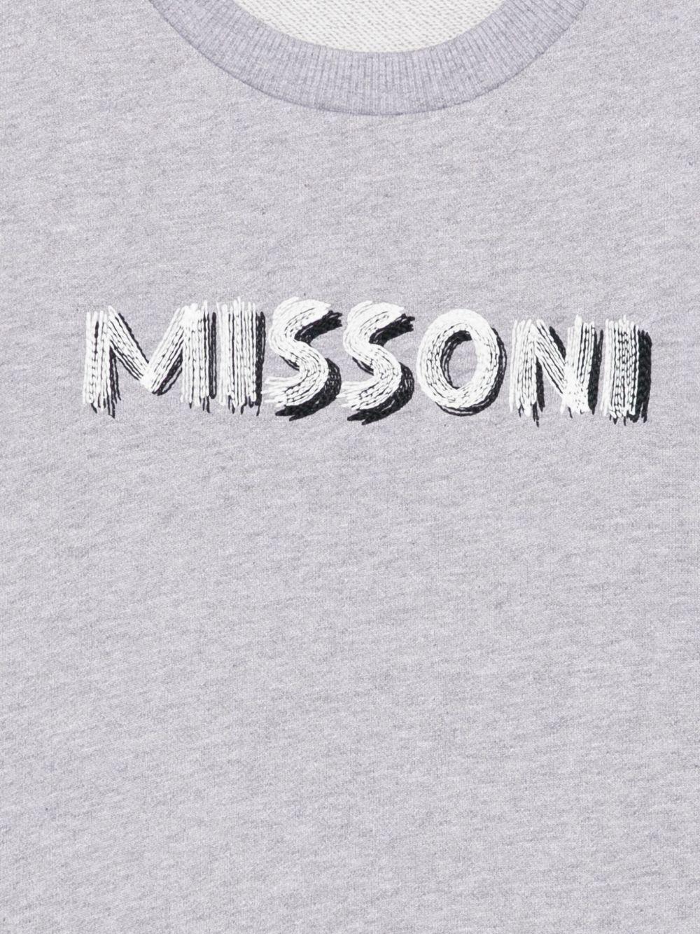 Felpa per bambino Missoni Kids grigio con logo ricamato - Image 2