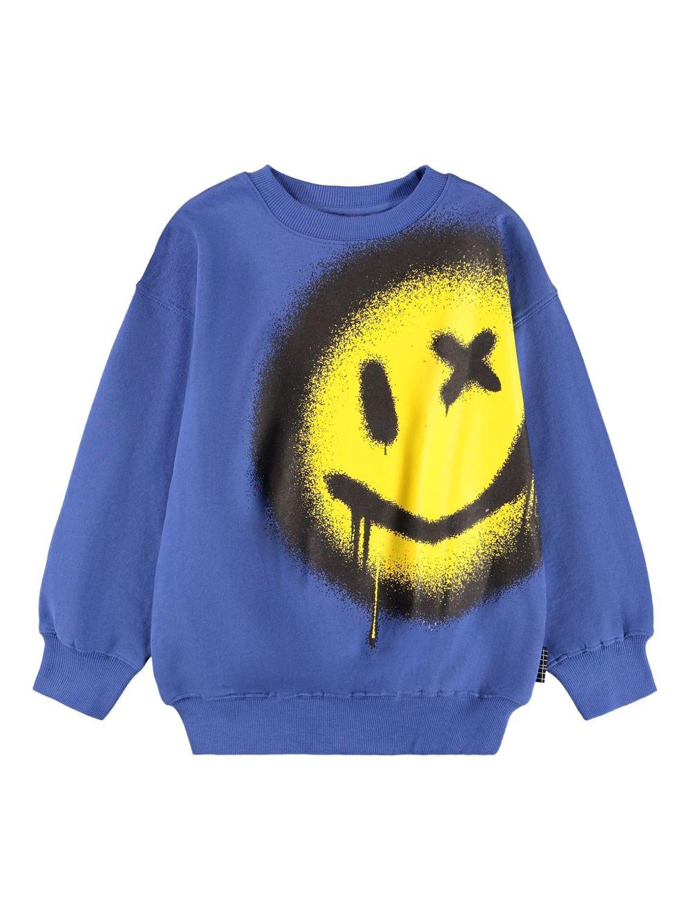 Felpa per bambino Molo blu con stampa grafica smiley