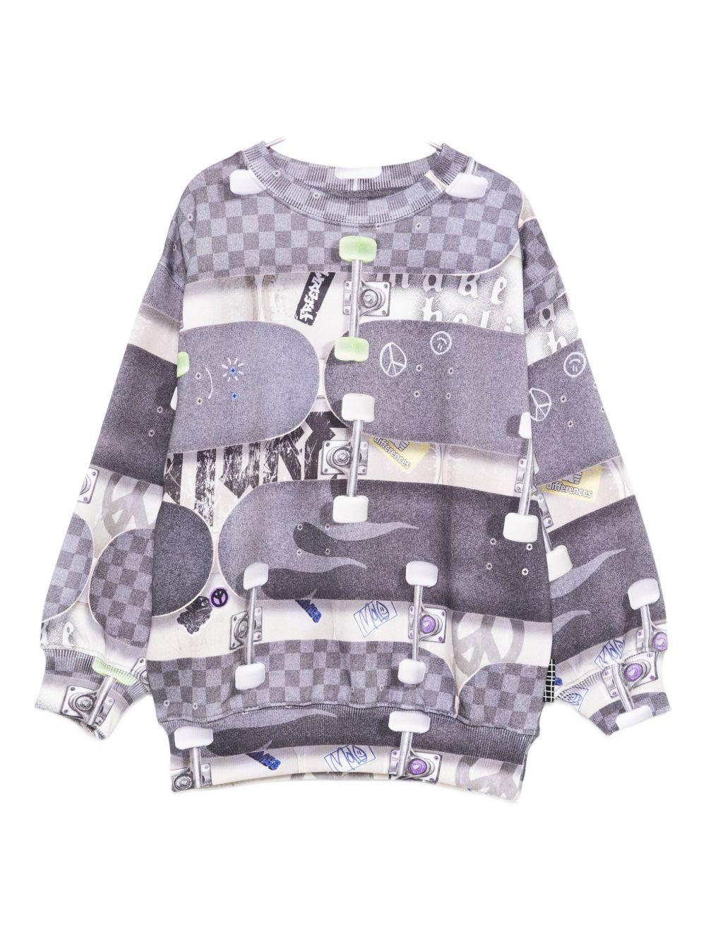 Felpa per bambino Molo grigio con stampa skateboard