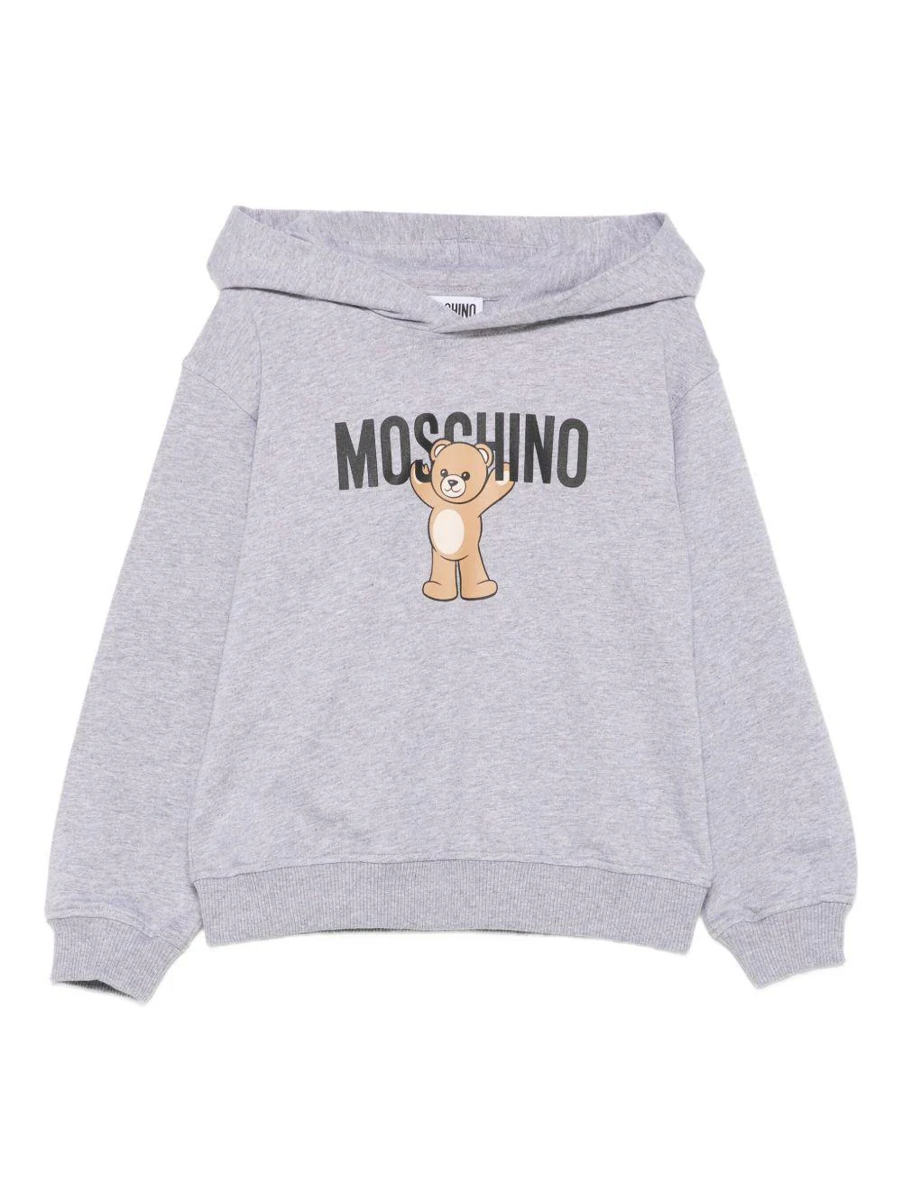 Felpa per bambino Moschino Kids grigio con stampa Teddy e cappuccio