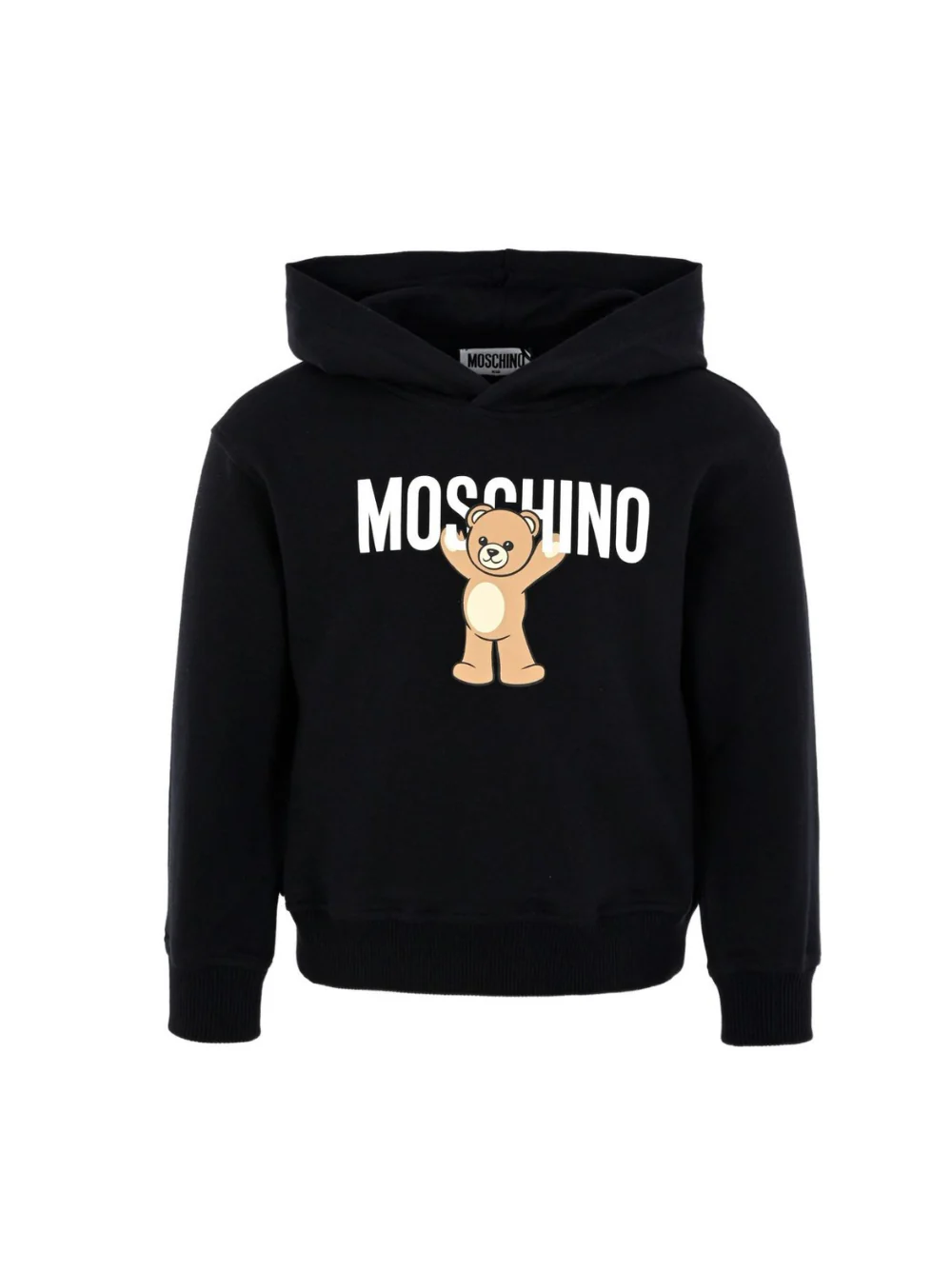 Felpa per bambino Moschino Kids nero con stampa Teddy e cappuccio