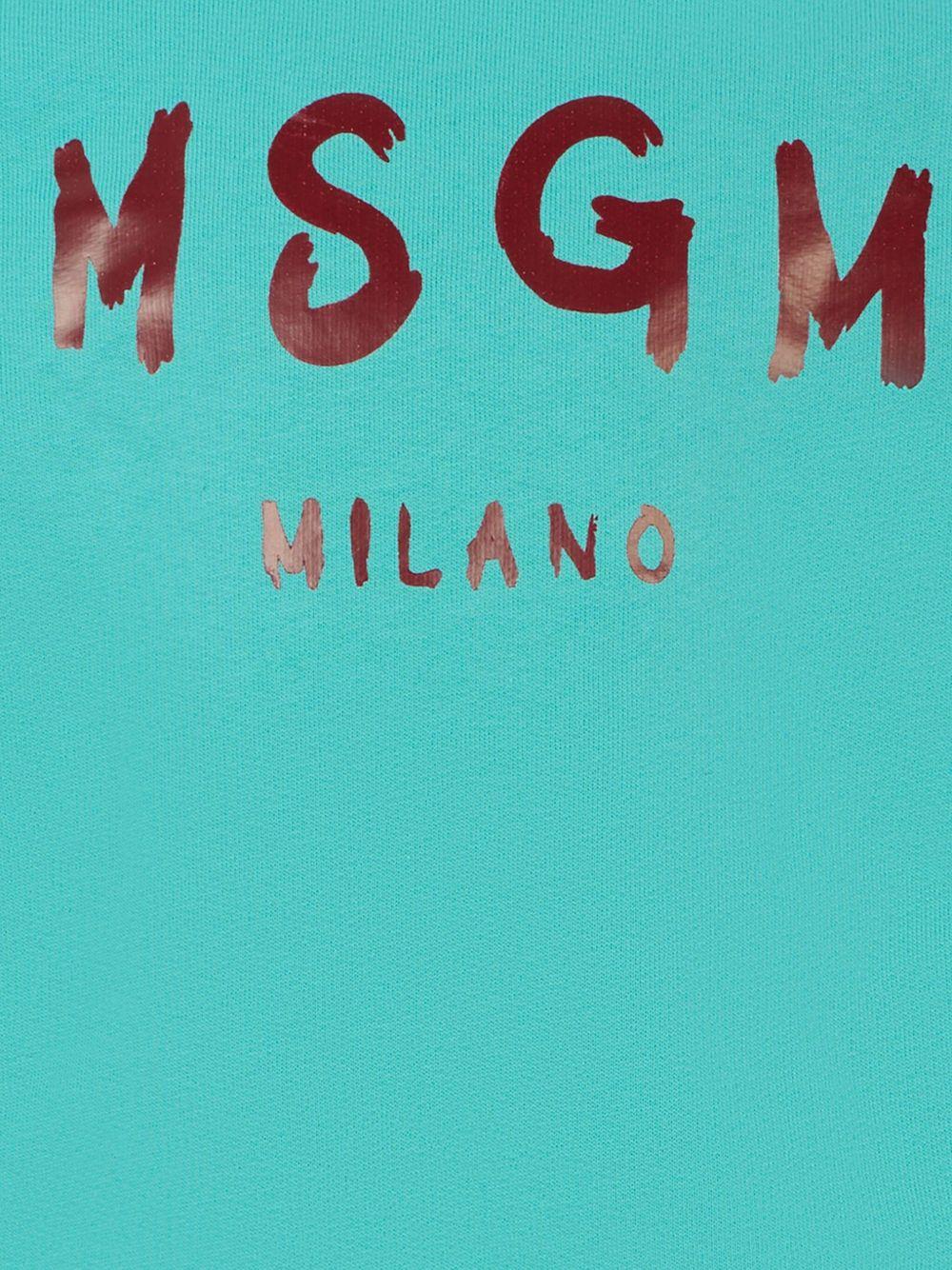 Felpa per bambino MSGM Kids azzurro con logo sul davanti - Image 2