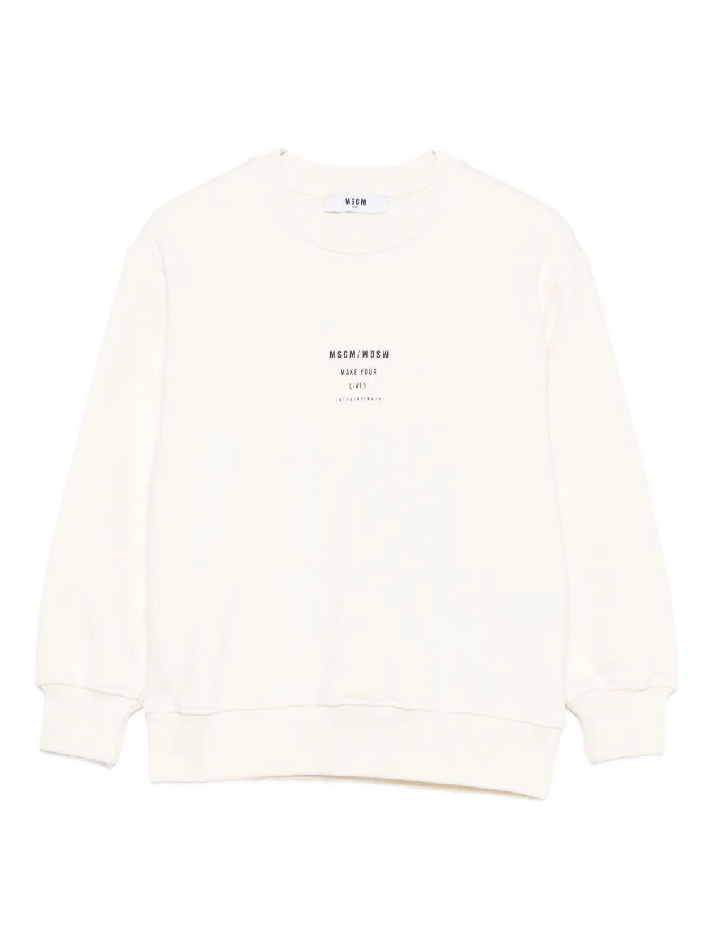 Felpa per bambino MSGM Kids bianco con stampa logo sul davanti