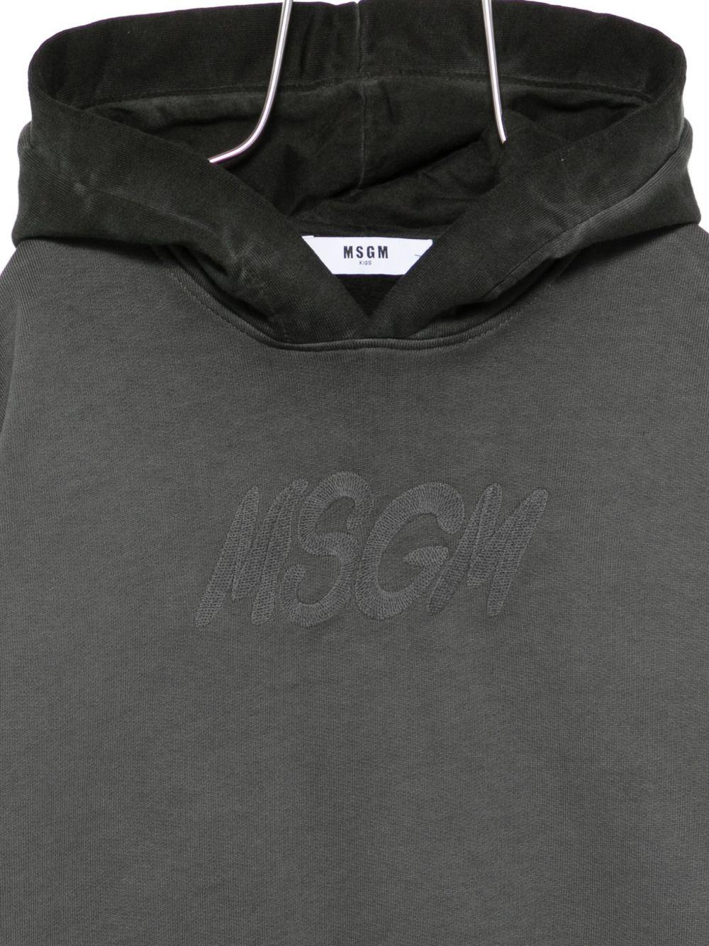 Felpa per bambino MSGM Kids grigia con cappuccio - Image 3