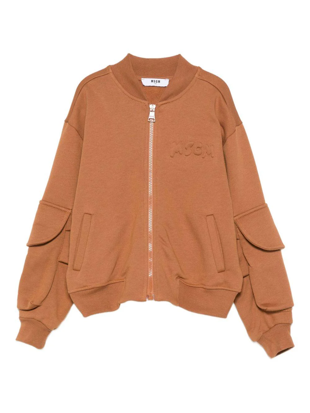 Felpa per bambino MSGM kids marrone con cerniera