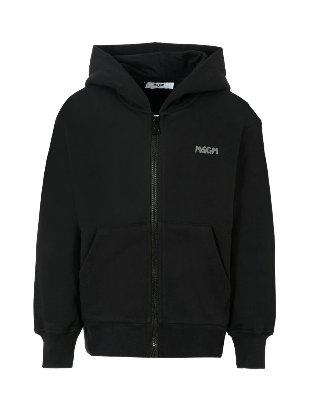 Felpa per bambino MSGM Kids nero con cappuccio e zip