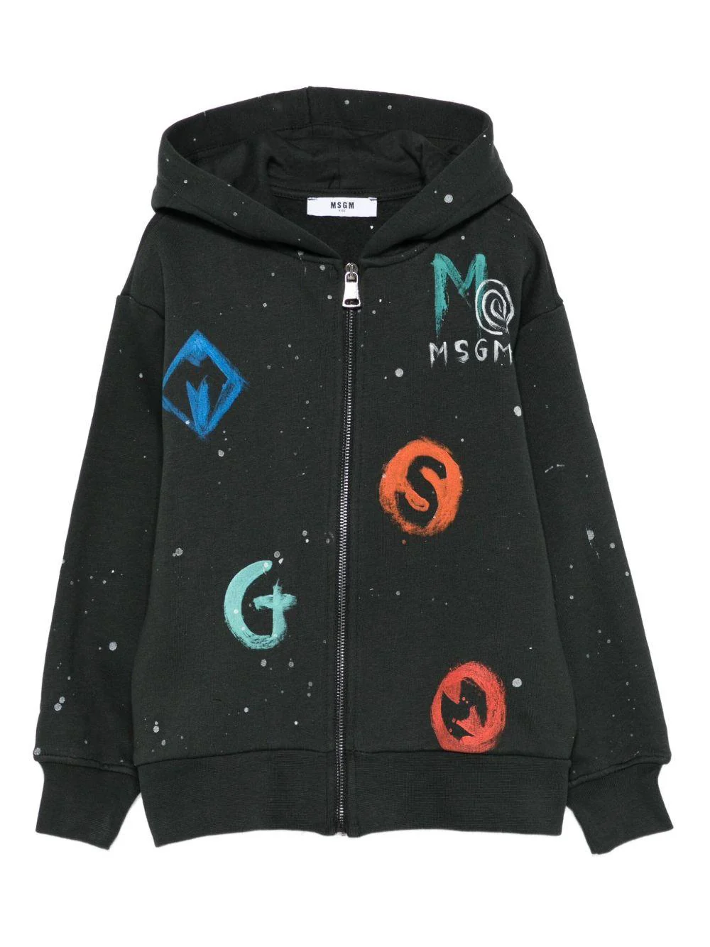 Felpa per bambino MSGM Kids nero con cappuccio