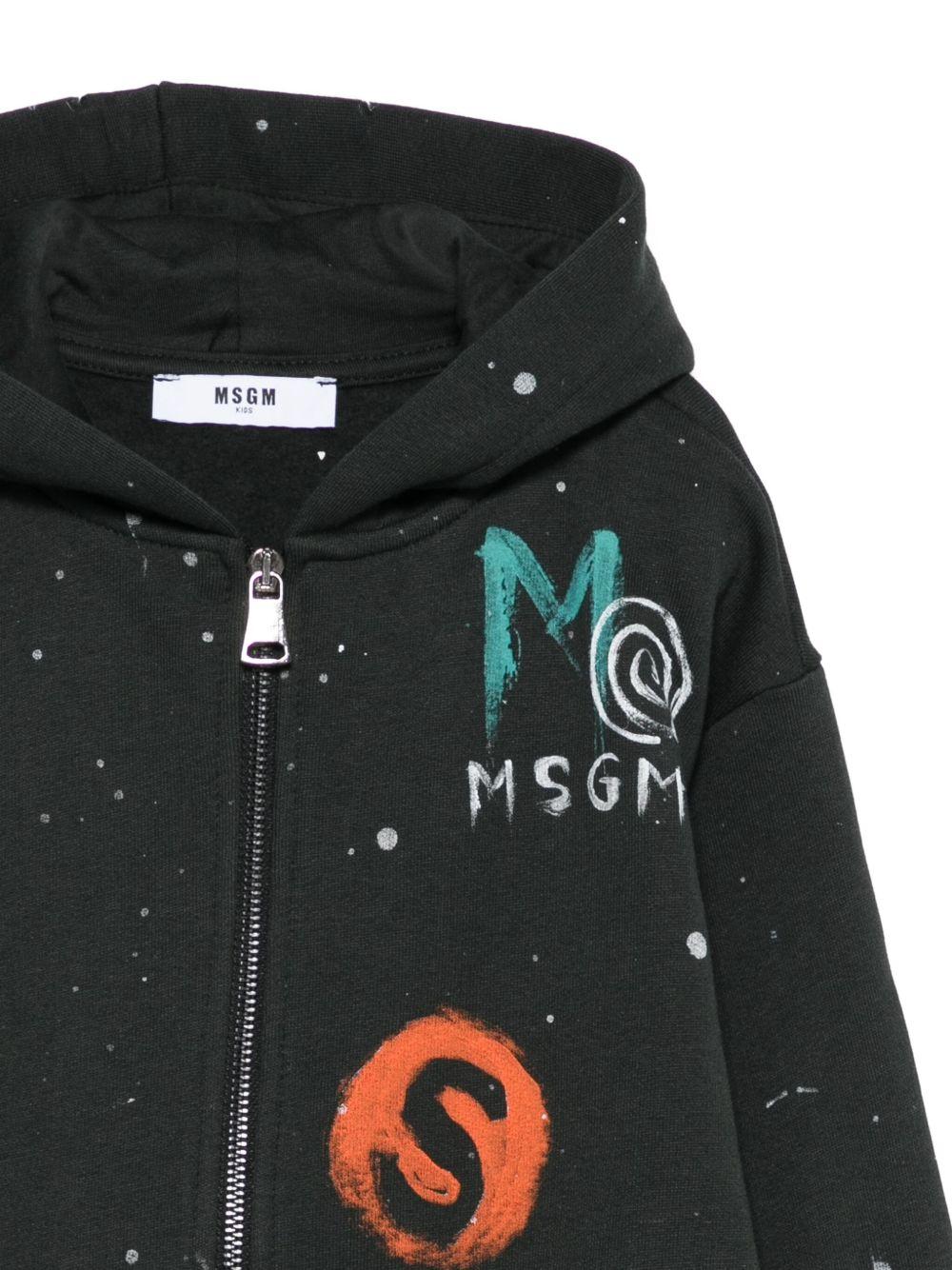 Felpa per bambino MSGM Kids nero con cappuccio - Image 3
