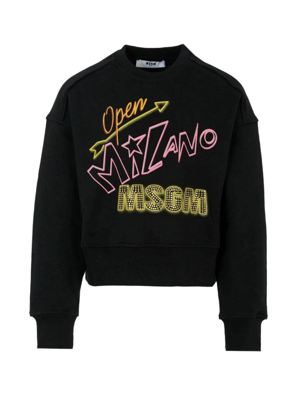 Felpa per bambino MSGM Kids nero con logo decorato