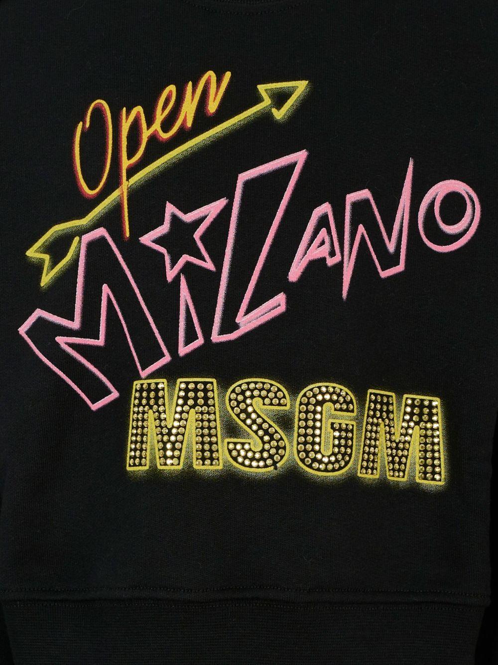 Felpa per bambino MSGM Kids nero con logo decorato - Image 2