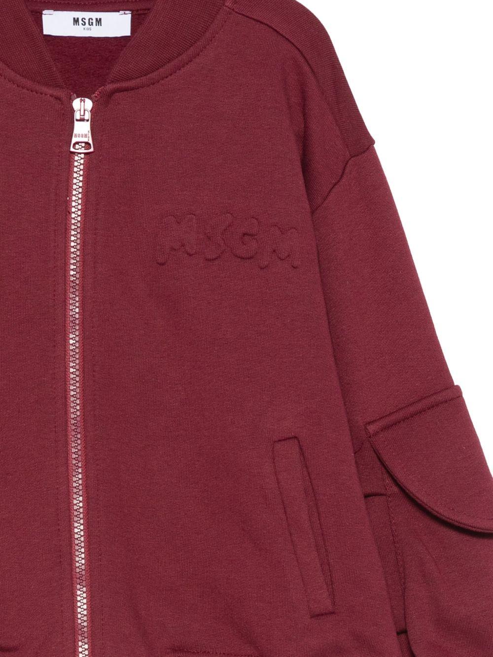 Felpa per bambino MSGM kids rossa con cerniera - Image 3