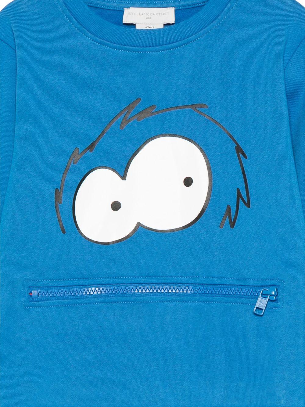 Felpa per bambino Stella McCartney Kids blu con zip sul davanti - Image 2