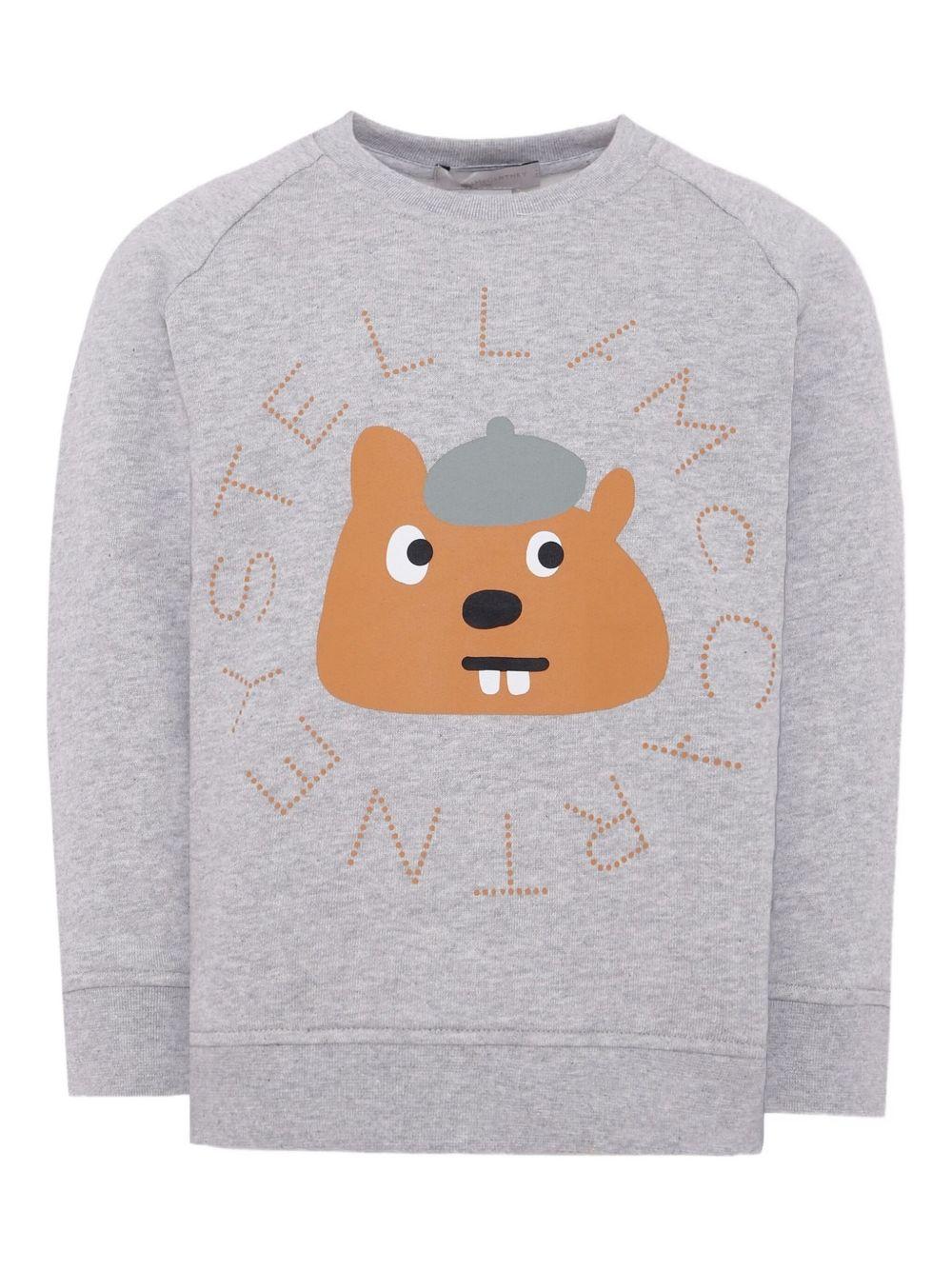 Felpa per bambino Stella McCartney Kids grigio con grafica stile cartoni animati