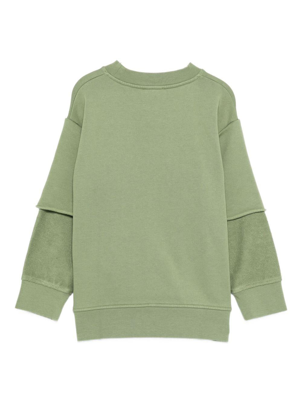 Felpa per bambino Stella McCartney Kids verde con design a strati - Image 3