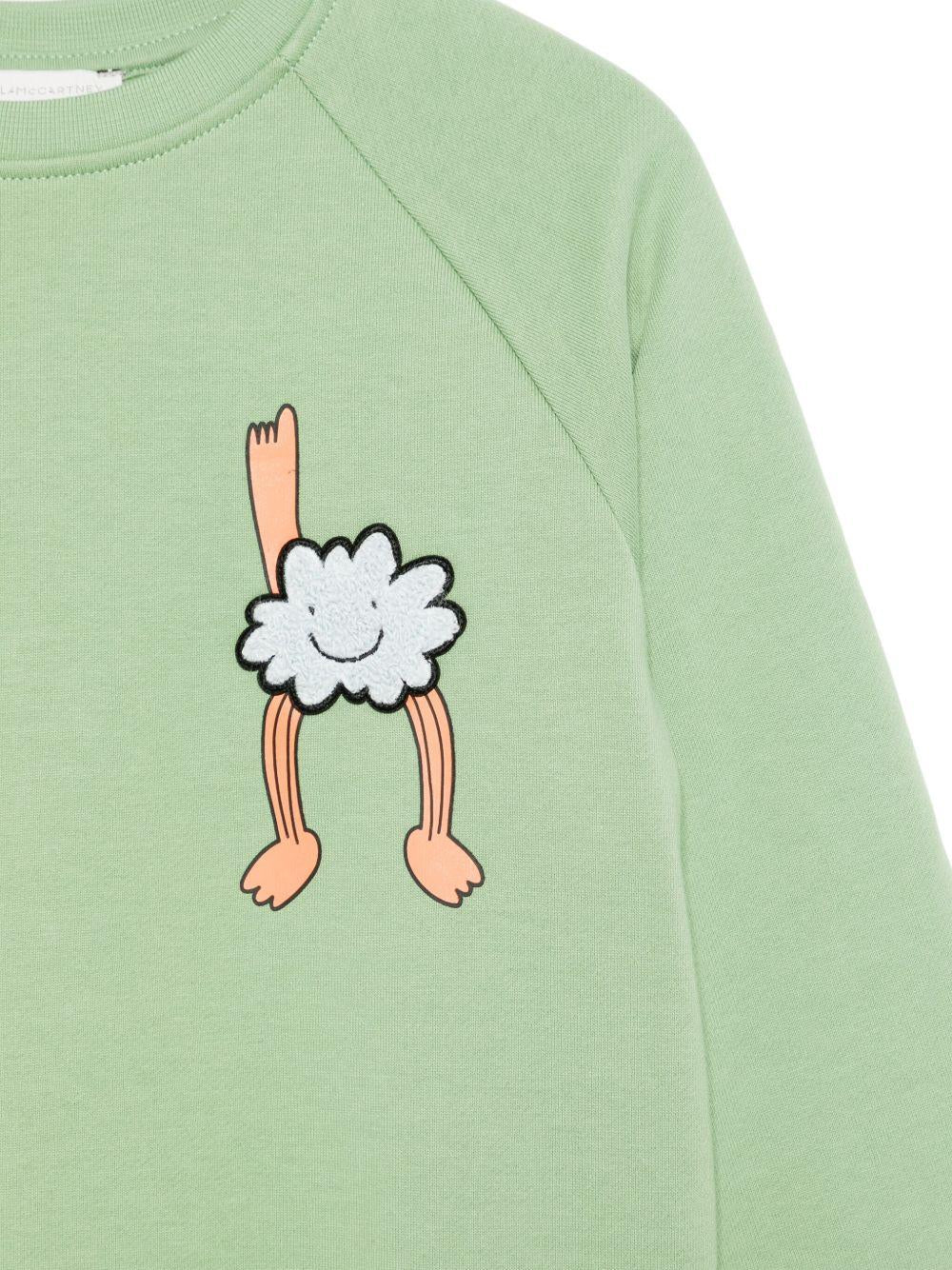Felpa per bambino Stella McCartney Kids verde con stampa grafica - Image 2