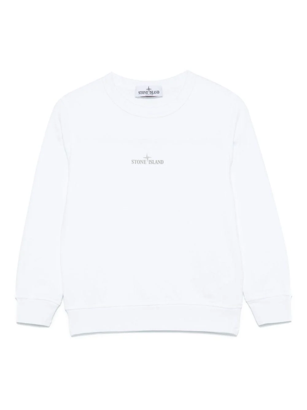 Felpa per bambino Stone Island Junior bianco girocollo con stampa con logo
