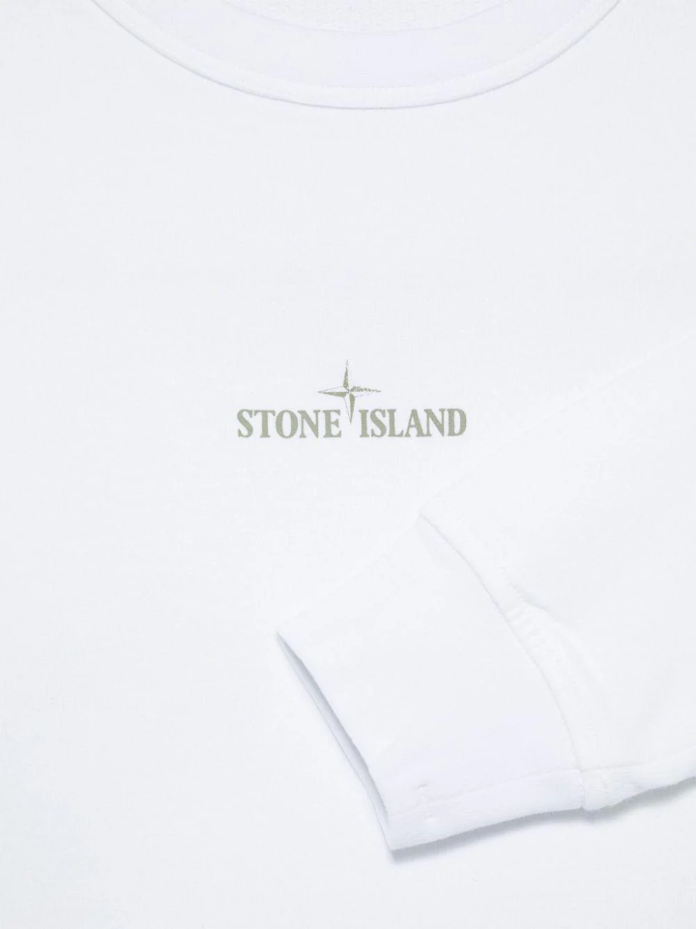 Felpa per bambino Stone Island Junior bianco girocollo con stampa con logo - Image 2