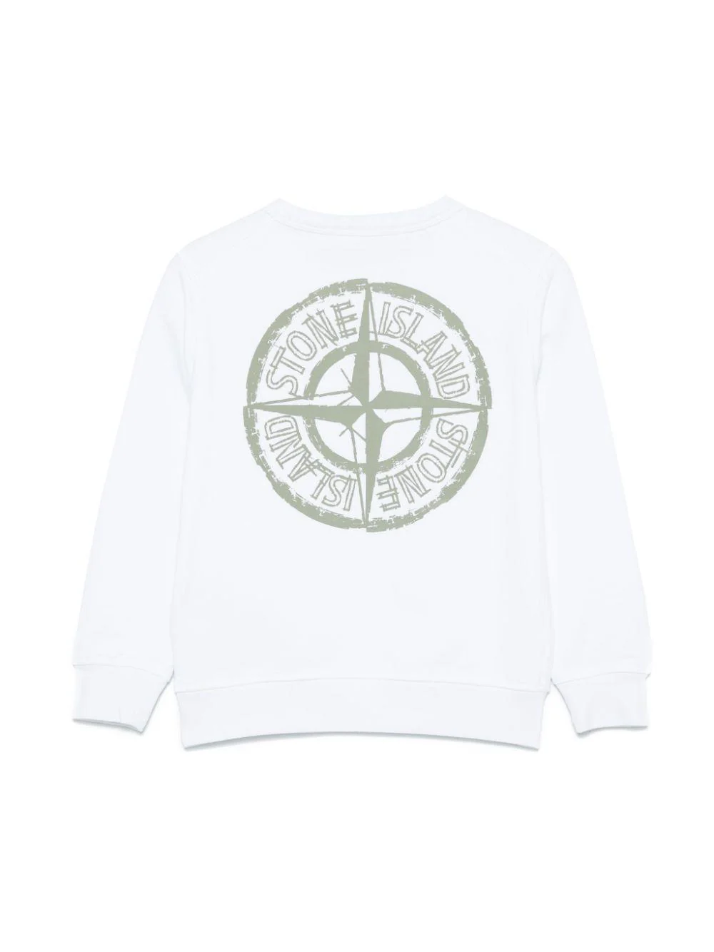 Felpa per bambino Stone Island Junior bianco girocollo con stampa con logo - Image 3