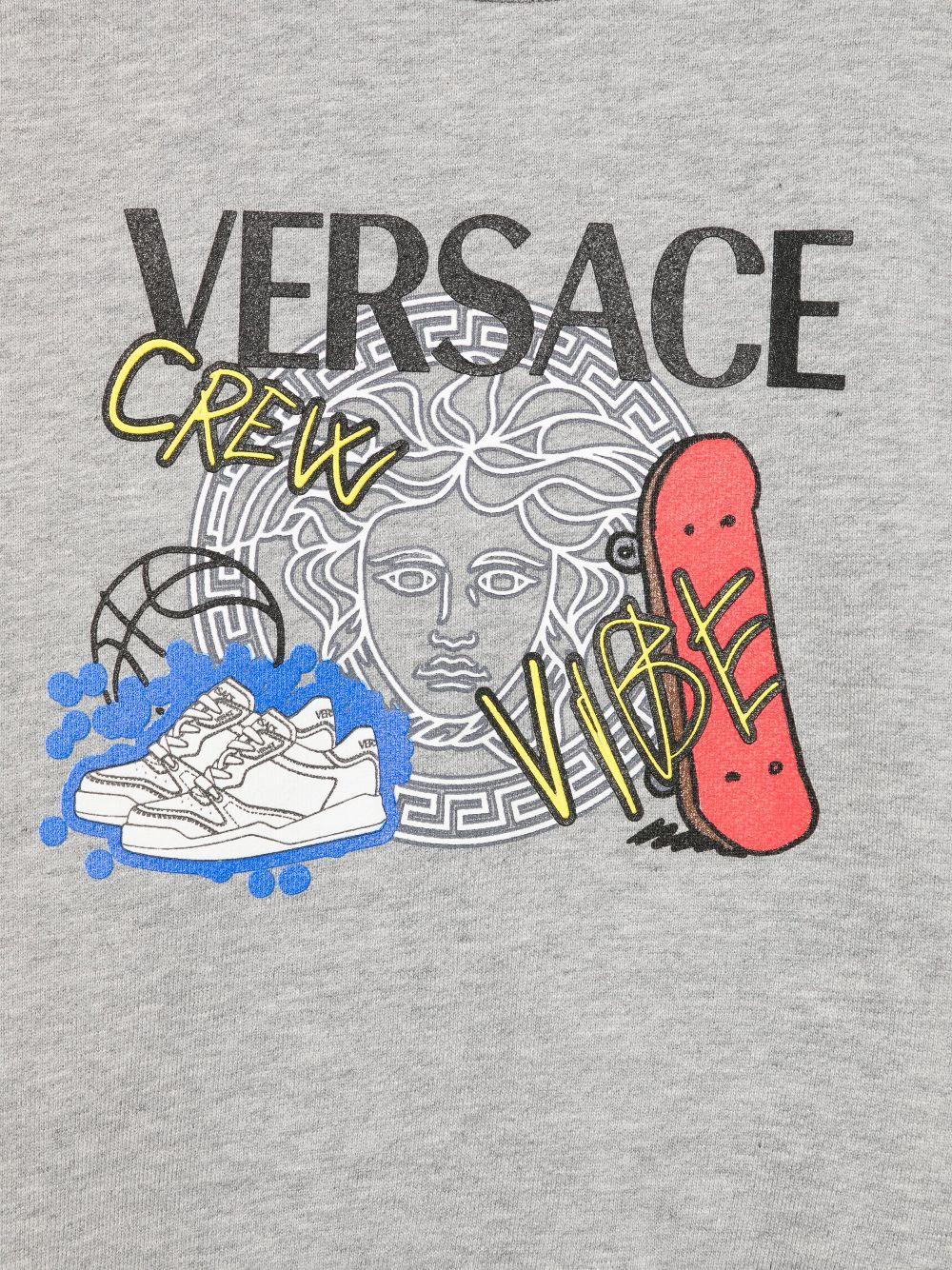 Felpa per bambino Versace Kids grigio con stampa Medusa - Image 3