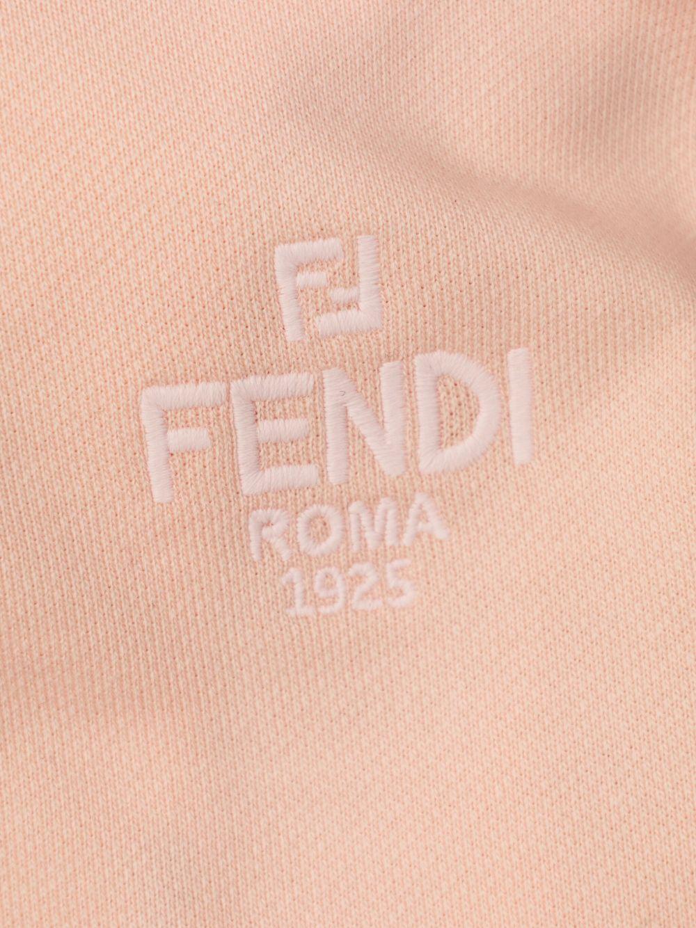 Felpa per neonata Fendi Kids rosa con logo ricamato - Image 4