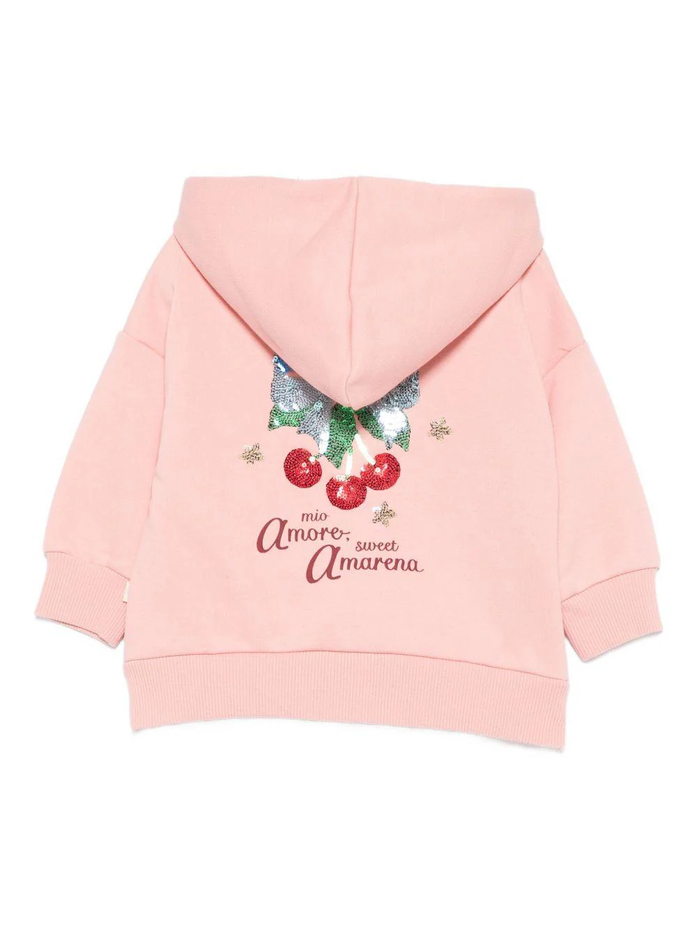 Felpa per neonata Konges Slojd rosa con cappuccio e decorazioni con paillettes - Image 2