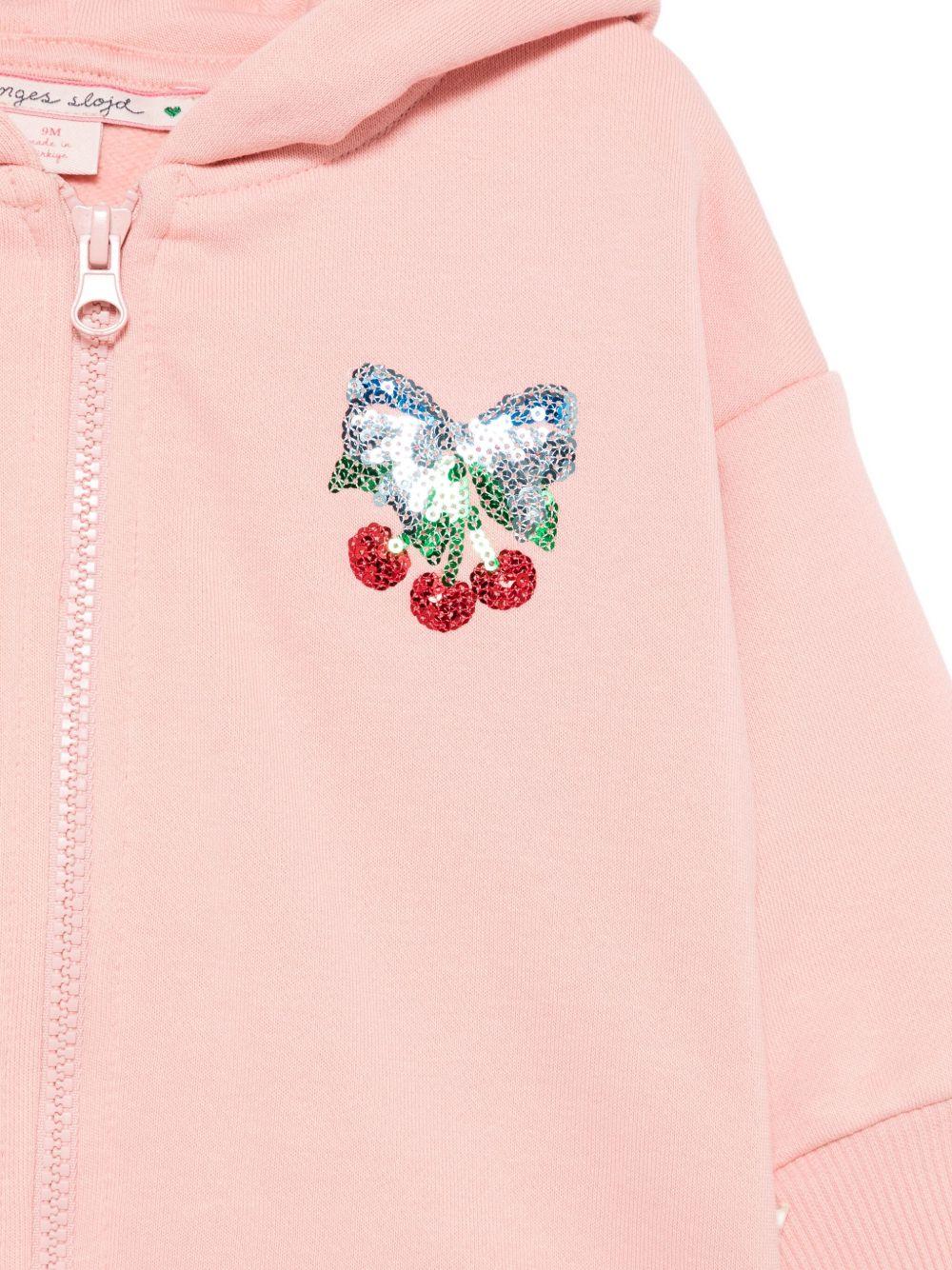 Felpa per neonata Konges Slojd rosa con cappuccio e decorazioni con paillettes - Image 3