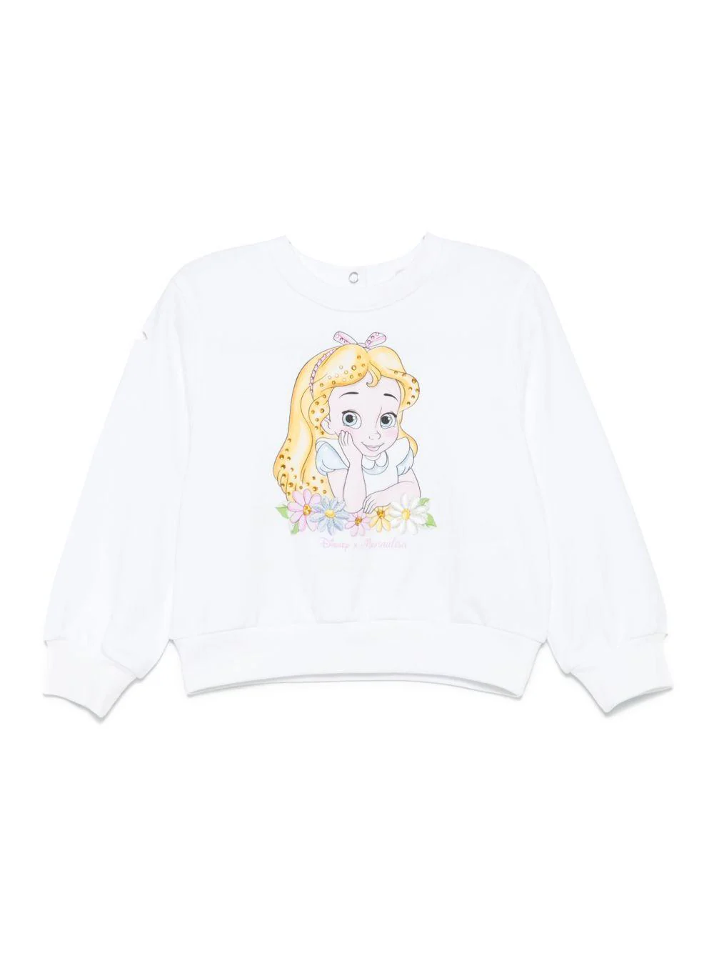 Felpa per neonata Monnalisa bianco con stampa Alice x Disney