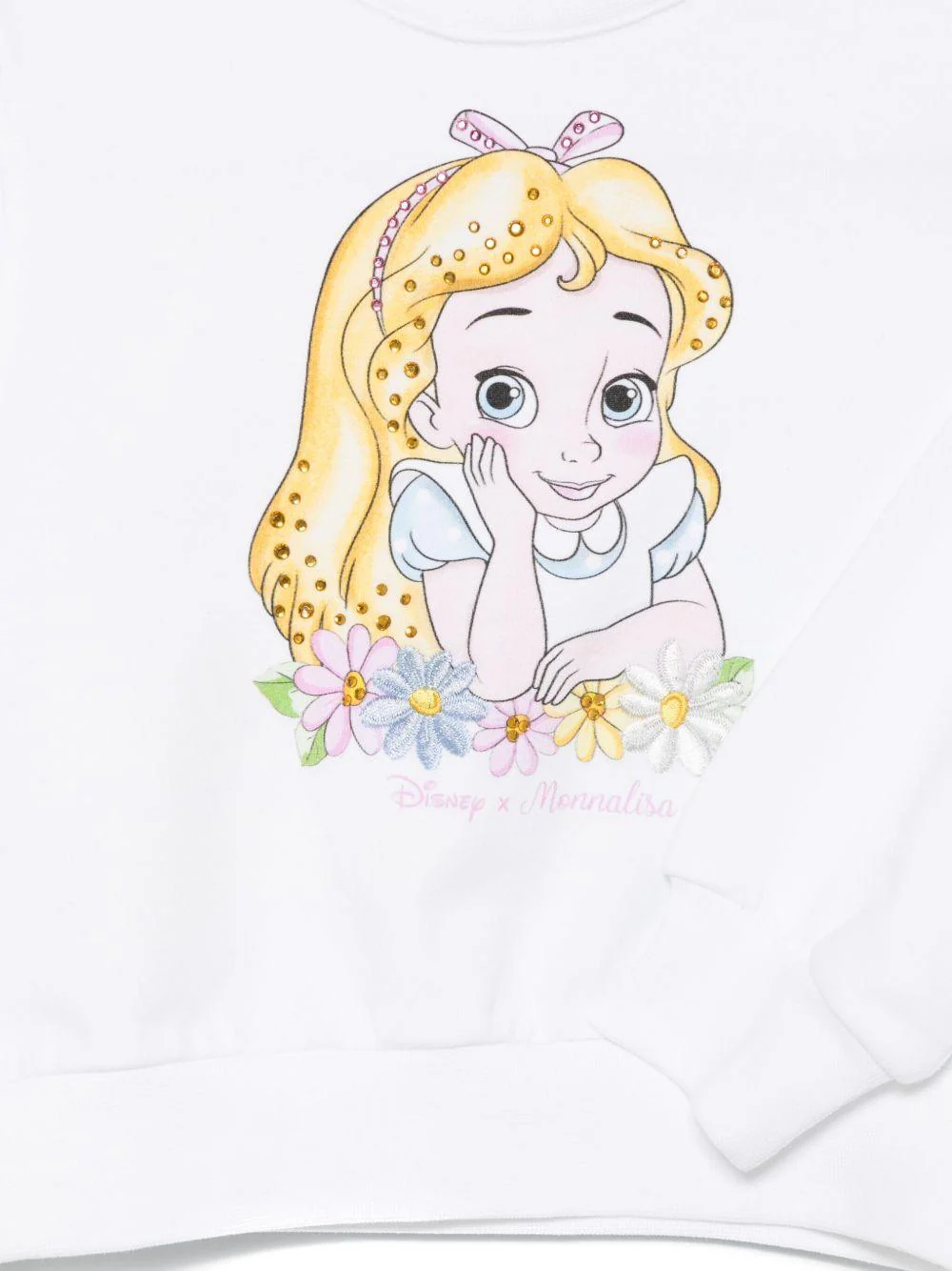Felpa per neonata Monnalisa bianco con stampa Alice x Disney - Image 2