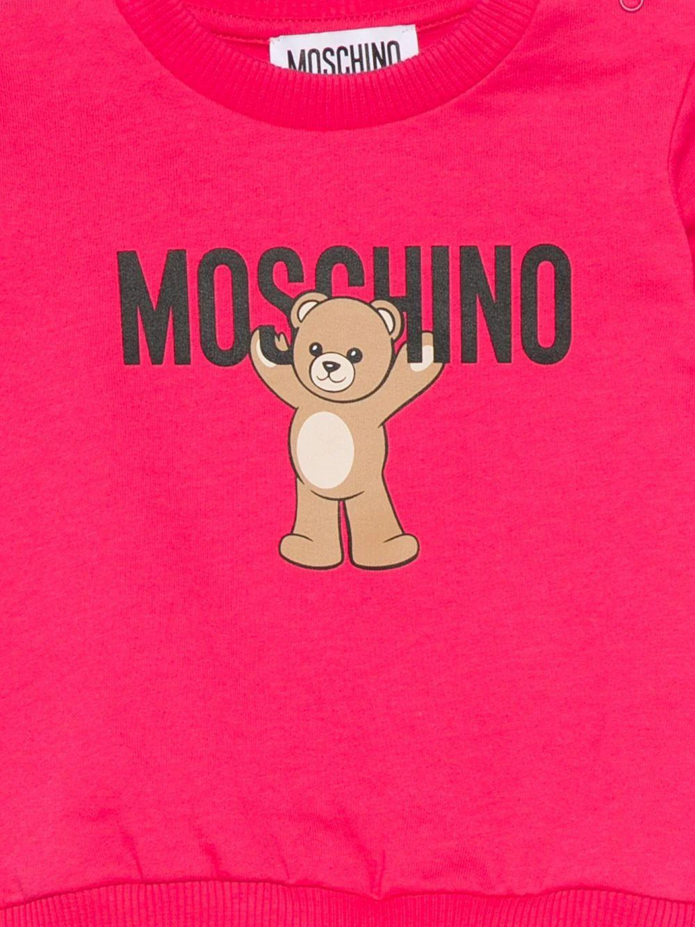 Felpa per neonata Moschino Kids fucsia con stampa Teddy Bear - Image 3