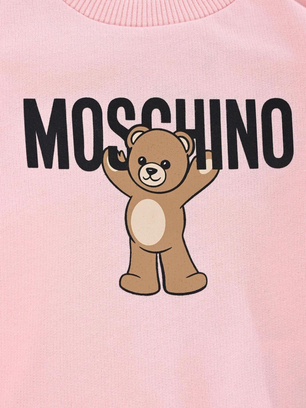 Felpa per neonata Moschino Kids rosa con logo Teddy Bear - Image 2