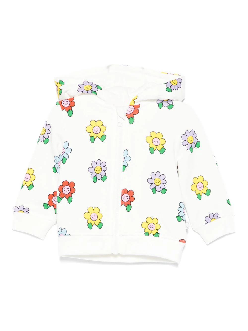 Felpa per neonata Stella McCartney Kids bianco con stampa floreale e cappuccio