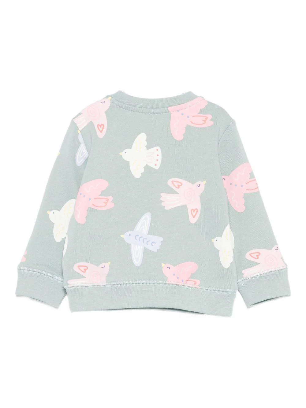 Felpa per neonata Stella McCartney Kids verde con stampa uccellini - Image 2