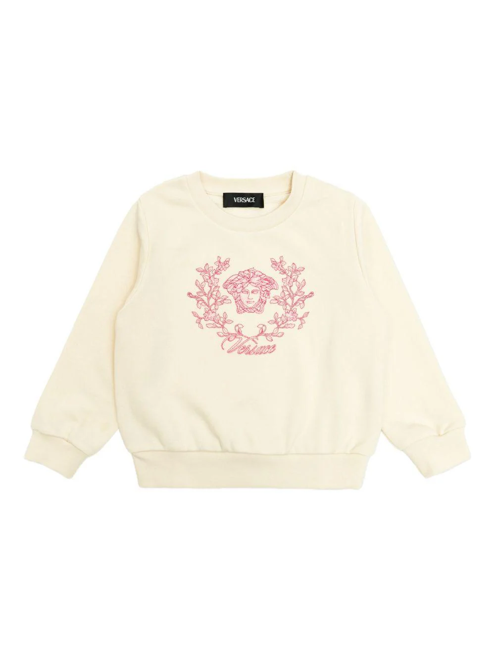 Felpa per neonata Versace Kids beige con stampa Medusa Crest