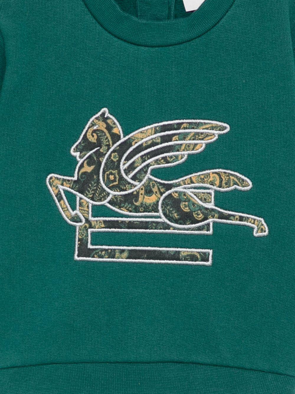 Felpa per neonati Etro Kids verde con ricamo Pegaso e chiusura con bottoni - Image 2