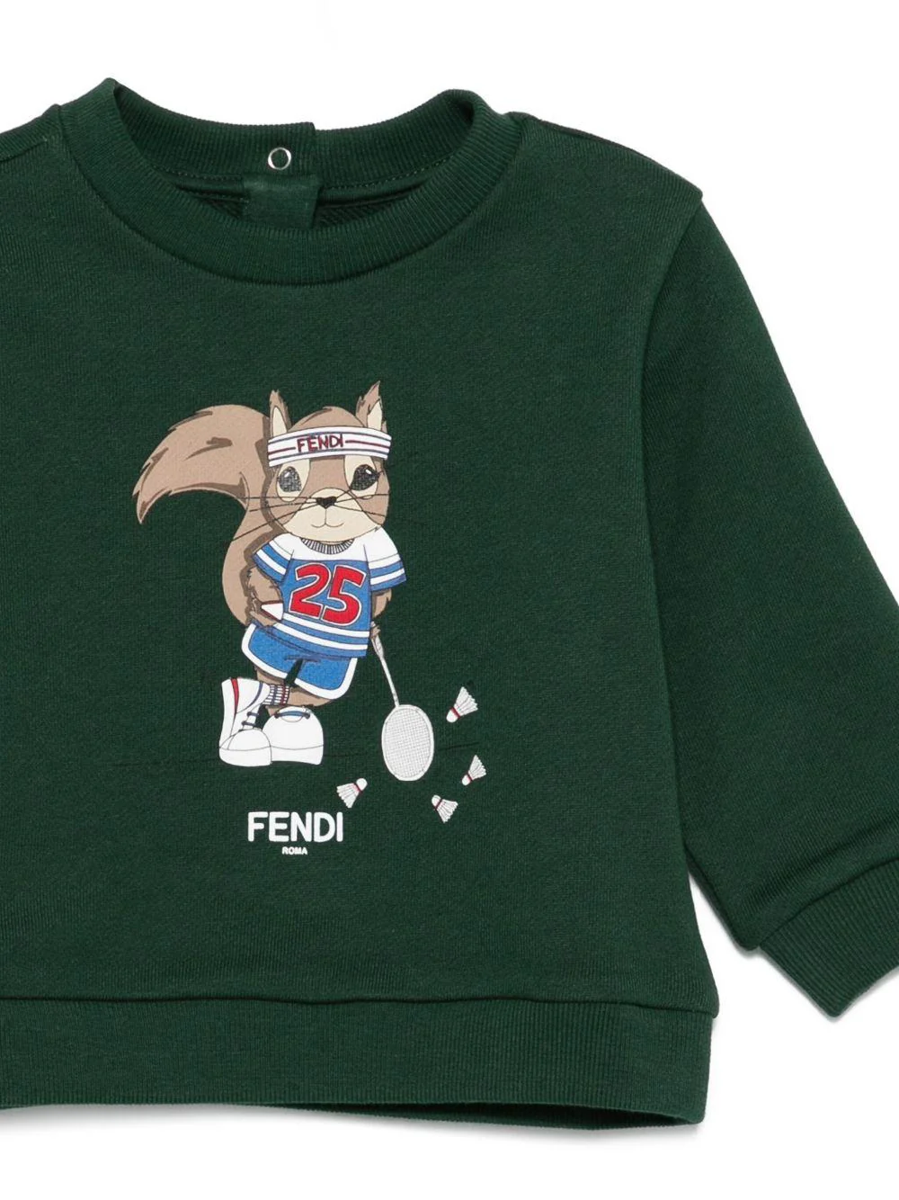 Felpa per neonati Fendi Kids verde con grafica con scoiattoli - Image 2