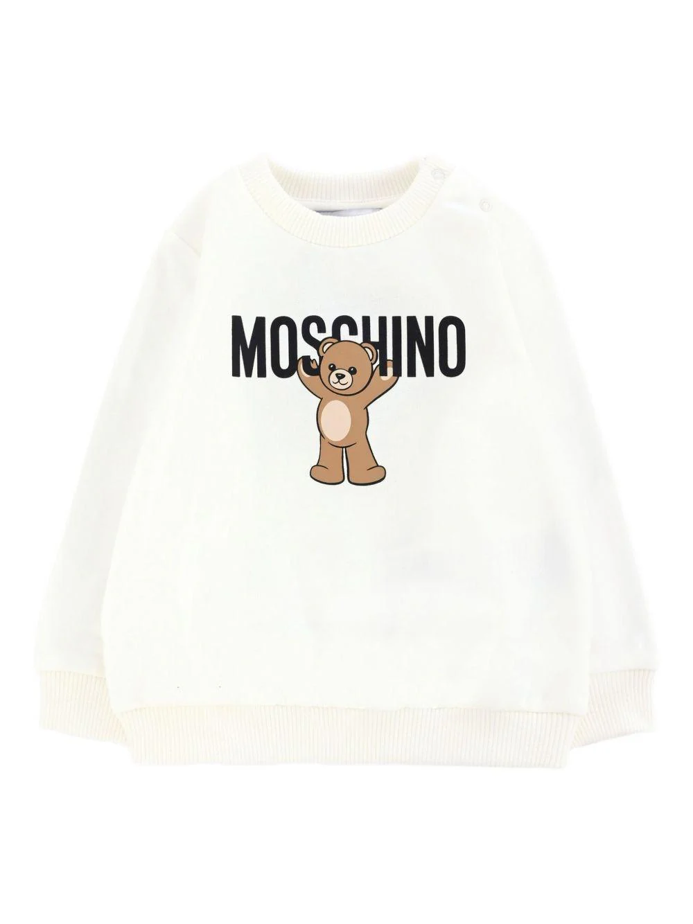 Felpa per neonati Moschino Kids bianco con logo Teddy Bear