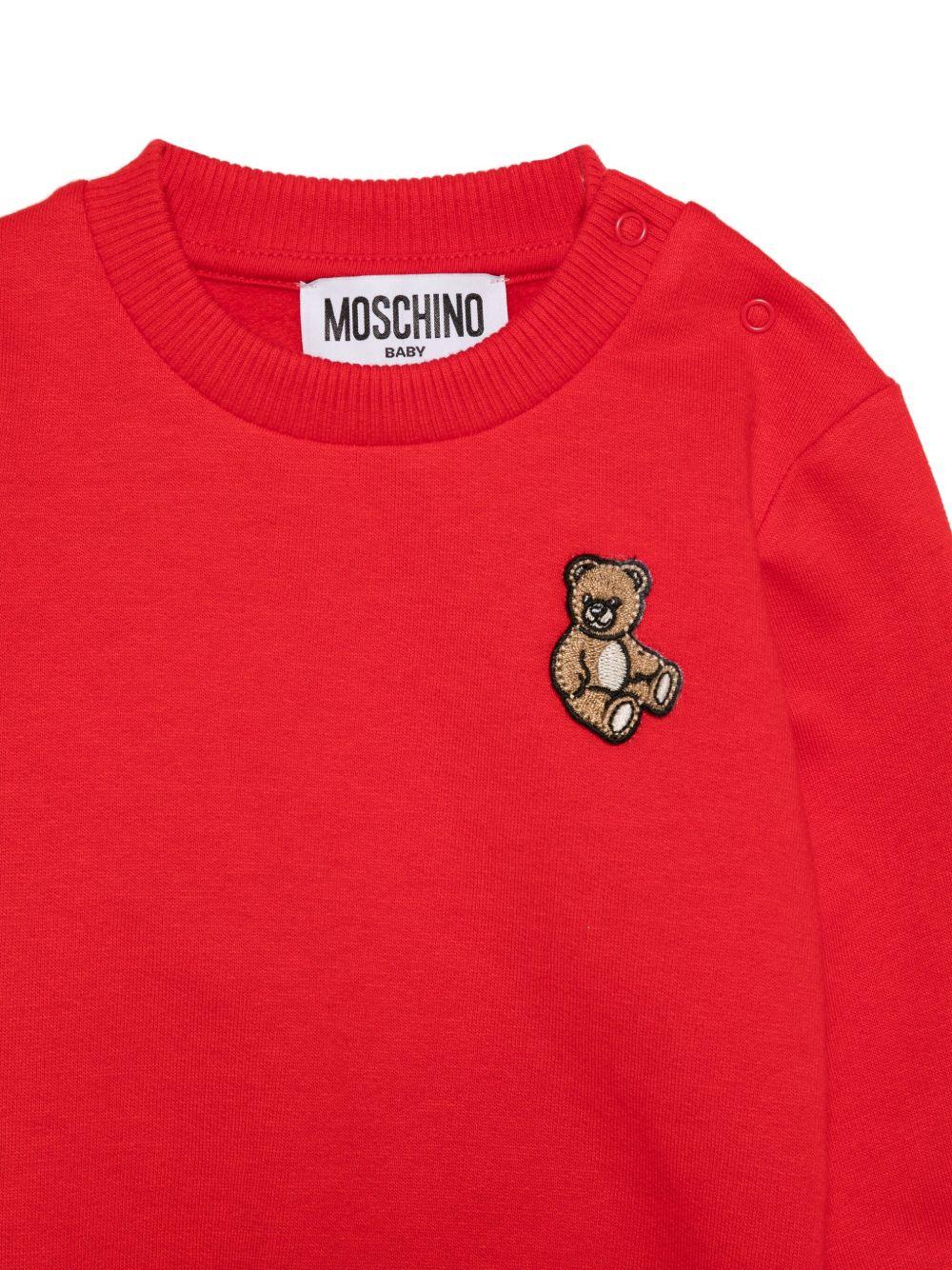 Felpa per neonati Moschino Kids rosso con logo Teddy Bear - Image 2