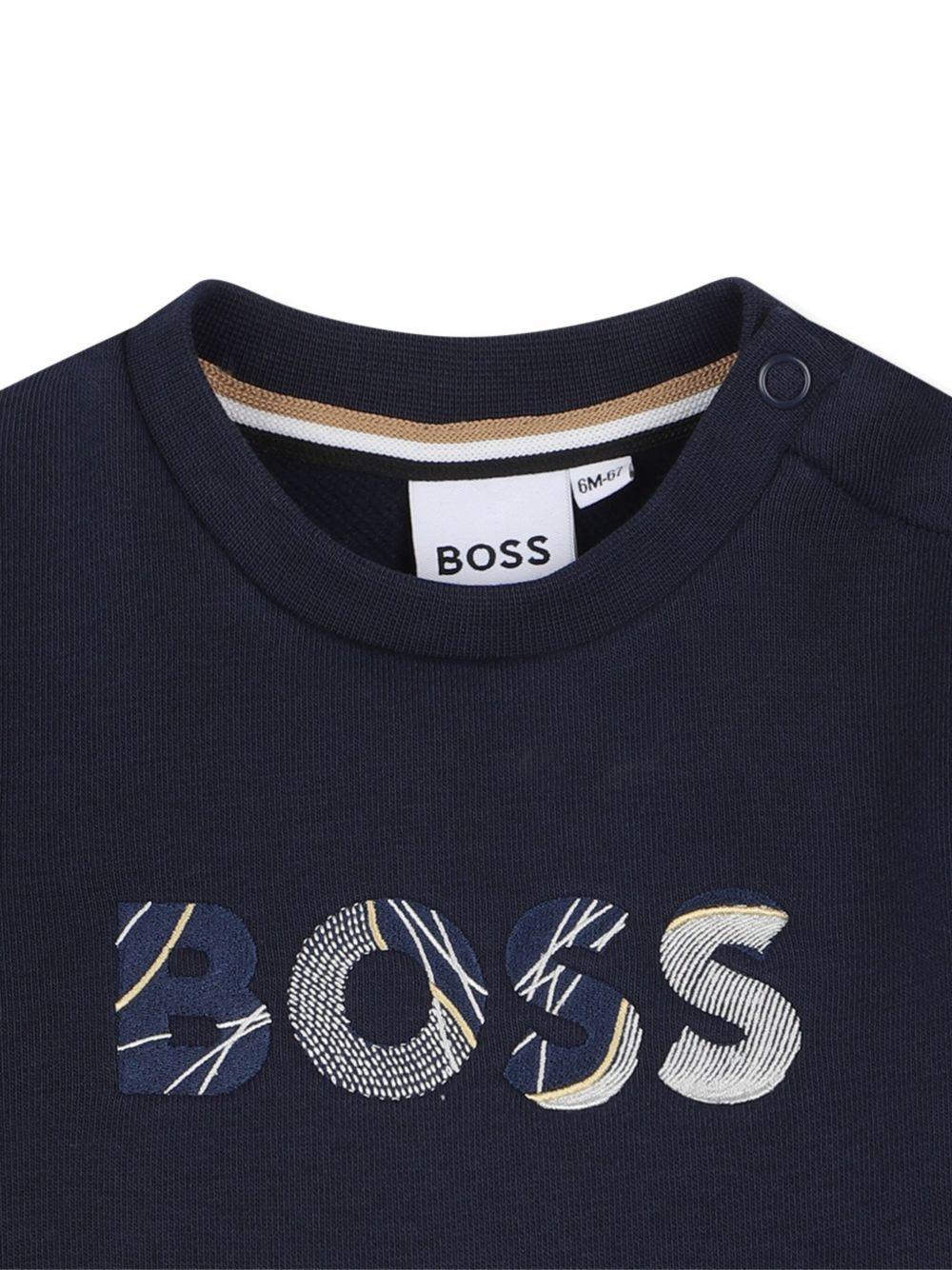 Felpa per neonato Boss Kidswear blu con applicazione logo - Image 3
