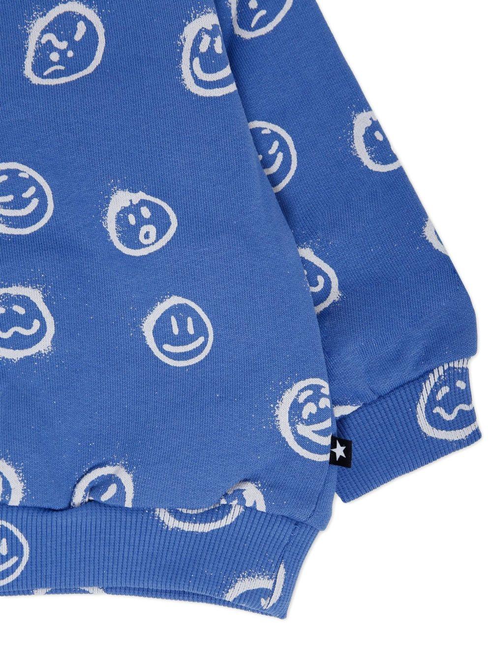 Felpa per neonato Molo blu con stampa smile all-over - Image 3